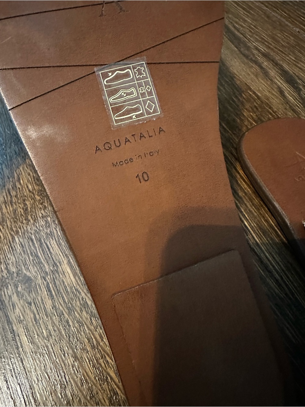 Aquatalia Metallic Gold Crisscross Leather Slide Sandals - Picture 5 of 7